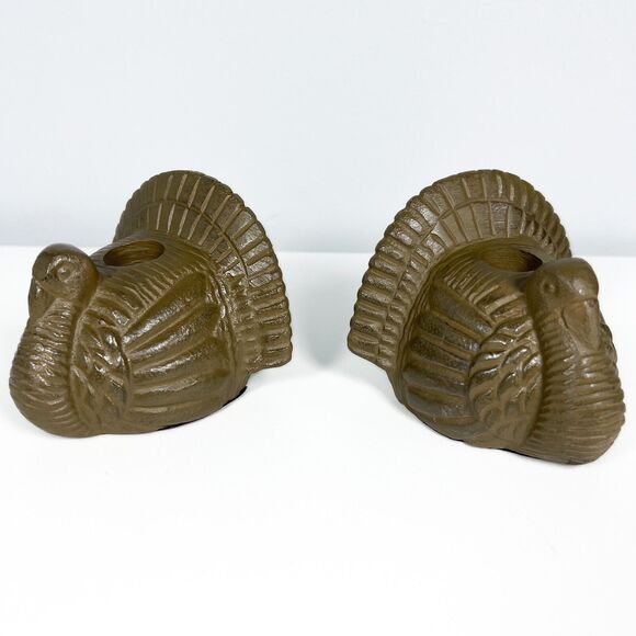 Pair Of Hallmark Thanksgiving Candle Turkey Holders NEW - Picture 1 of 9